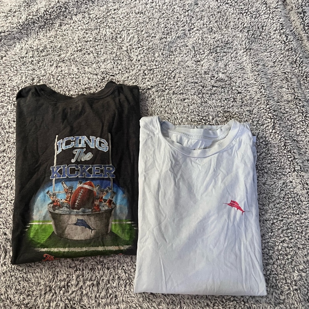 Tommy Bahama Black Graphic Tee & light blue graphic tee